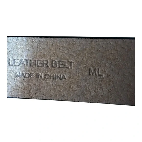 Lake Shore Drive Leather Belt with Hammered Brass and Silver Tone Buckle - Picture 4 of 6